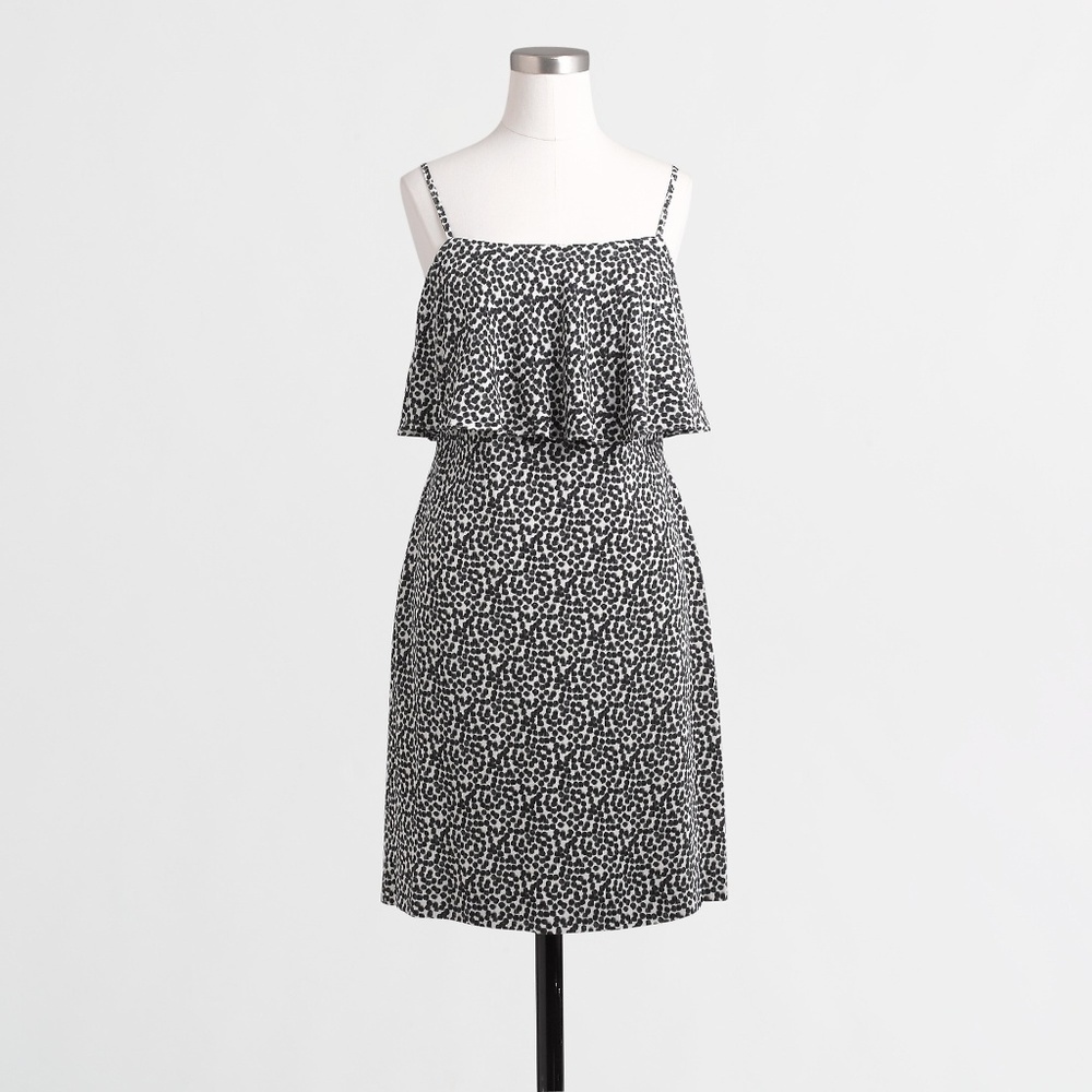 J. Crew Factory Tiered crepe dress in dot
